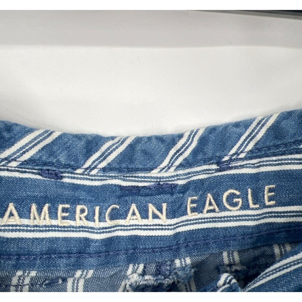 American Eagle Outfitters Blue and White Striped Wide Leg Pants - Picture 5 of 6
